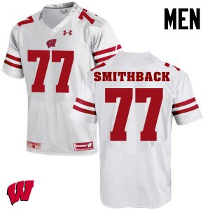 Men's Wisconsin Badgers NCAA #77 Blake Smithback White Authentic Under Armour Stitched College Football Jersey WA31P33FV